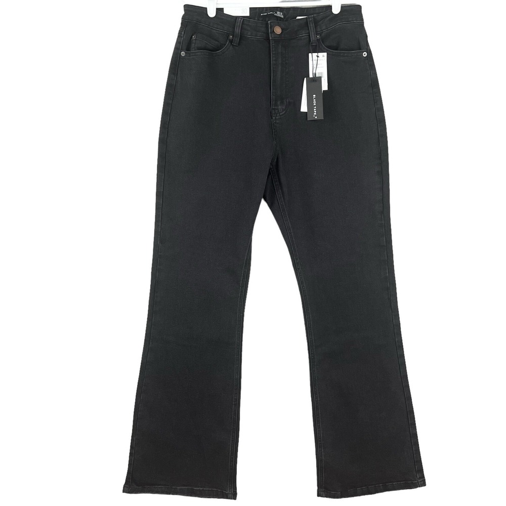 NWT Black Tape Womens Black Denim Jeans 30 Maya High Rise Relaxed Flare Stretch